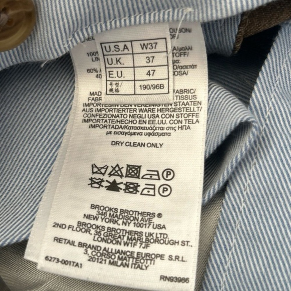 Brooks Brothers Saxon Dress Pants Mens Tan Pleated Wool Cuffed USA Size 37W - Picture 6 of 9